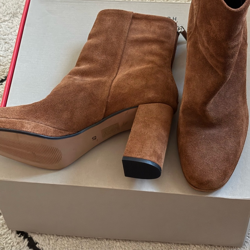 Steve Madden Tan Suede Block Heel Boots